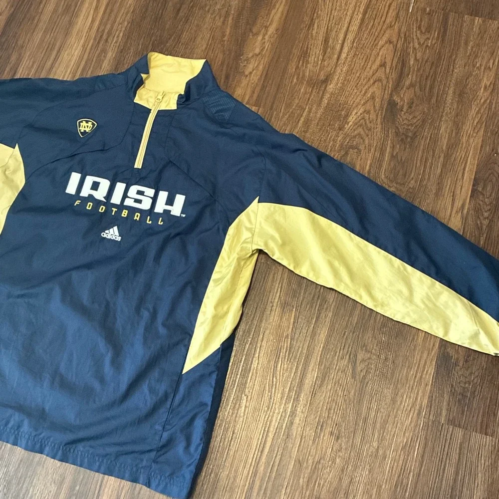 Adidas Notre Dame Irish Football Pullover Windbreaker Jacket Youth XL Adult S